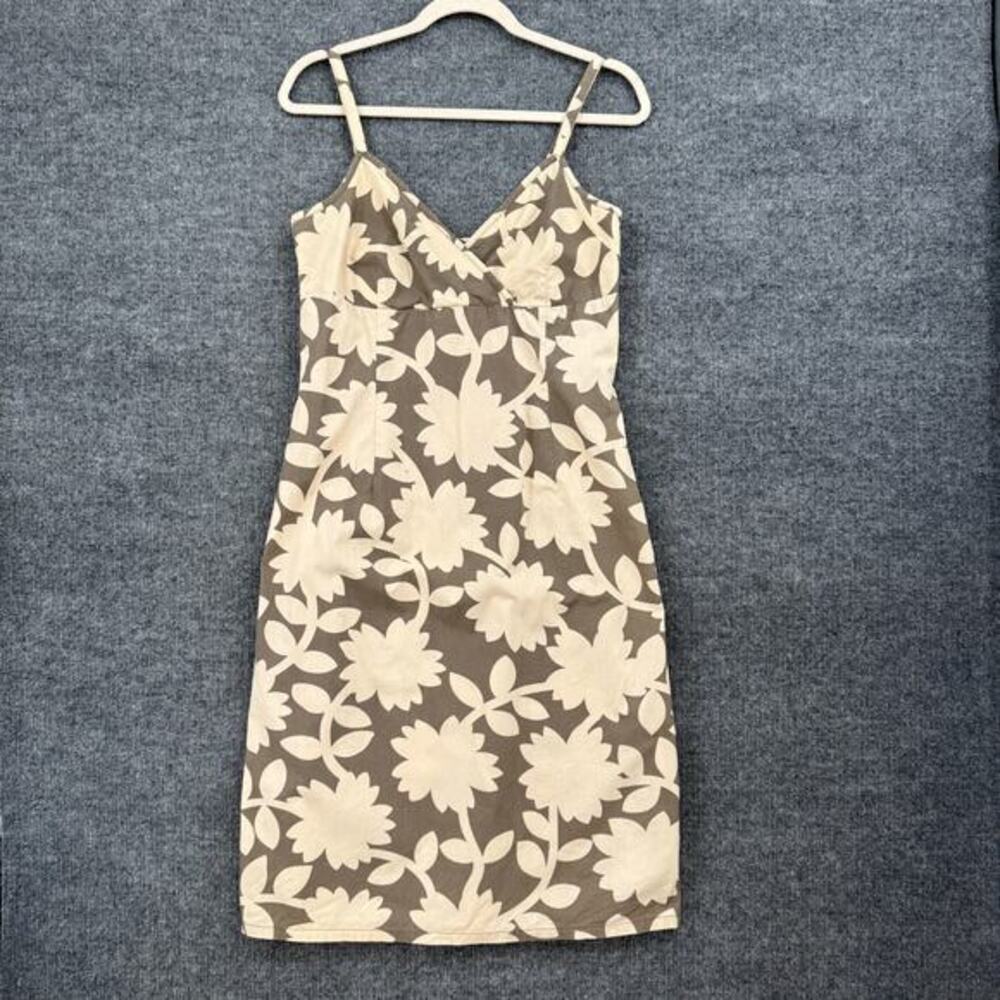 Vintage Y2K Old Navy Floral Sun Dress Size 8 Tan Mini Preppy Coquette Babydoll